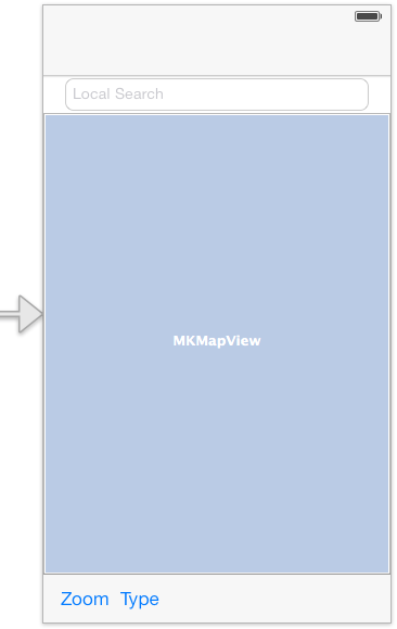 The user interface layout for the iOS 7 MapKit local search example