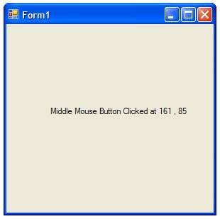 The C# MouseClick event example running