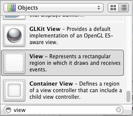 The View object in the Xcode 4.5 Object Library