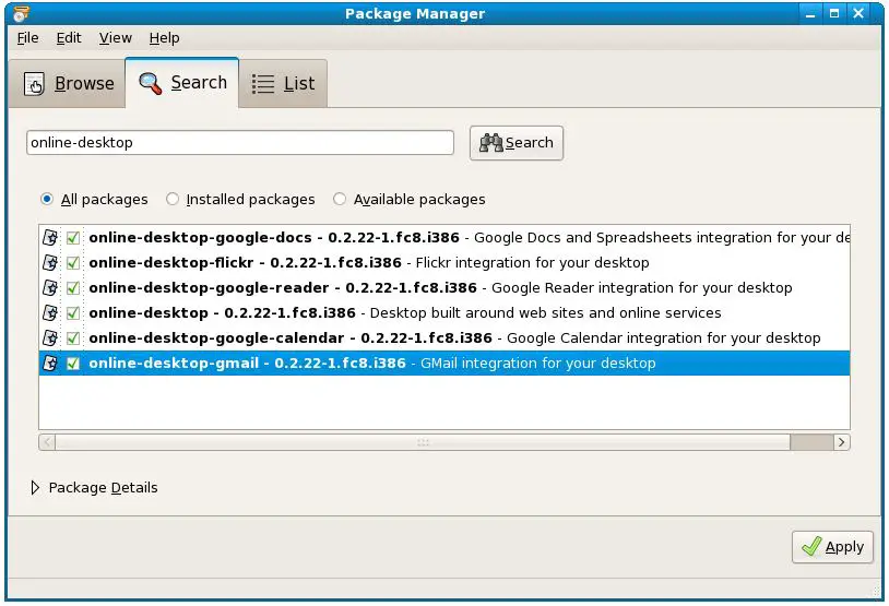 Installing the GNOME Online Desktop Packages