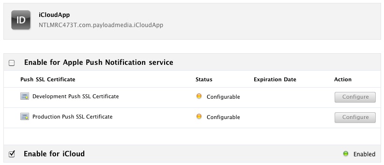 Configuring an Application ID for iCloud support