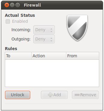 gufw on Ubuntu 11.04 disabled and locked