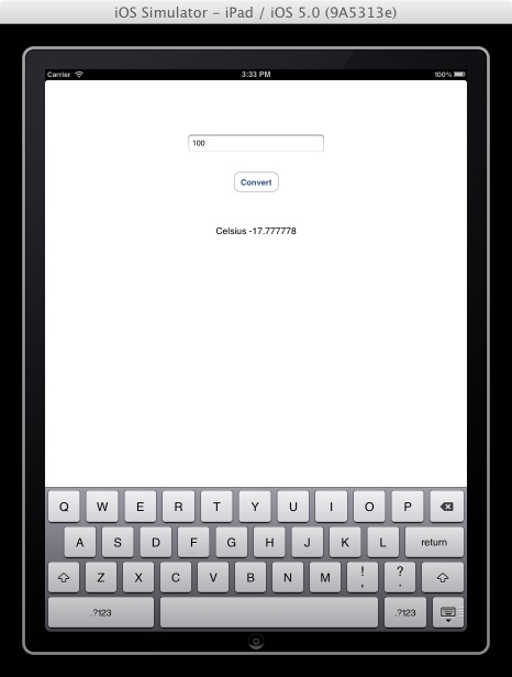 An example iPad interactive iOS 5 application running
