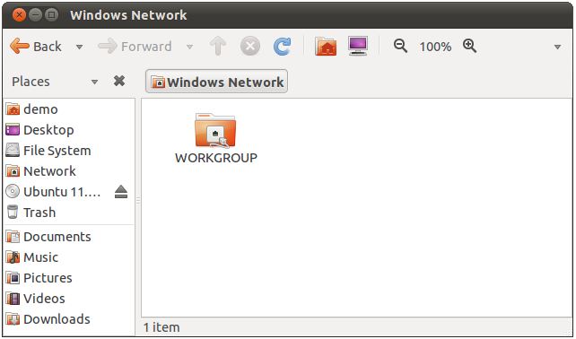 A list of windows workgroups available to Ubuntu 11.04 via Samba