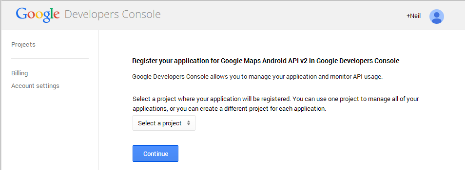 Registering an App to use the Google Maps Android API
