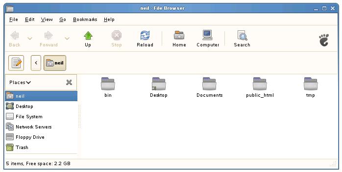 File Manager with Icons set to 75% zoom