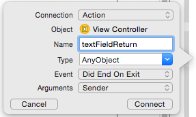 Setting up an action to hide the keyboard in iOS 8