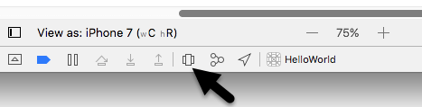 The Xcode Debug View Hierarchy mode button
