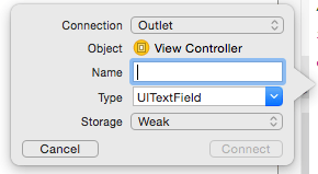 Establishing an outlet connection in Xcode 7