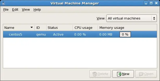 The virt-manager on a KVM enabled CentOS system