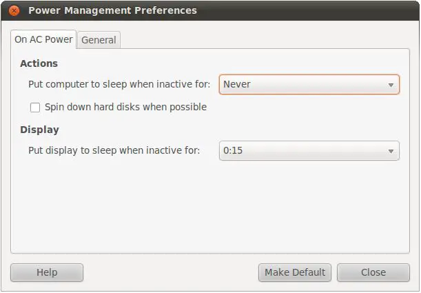 The Ubuntu 10.10 Power Management Panel