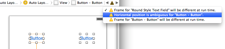 A list of Auto Layout warnings in Xcode 5