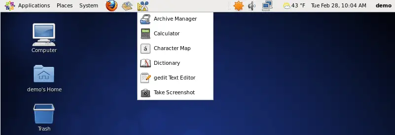 CentOS 6 menu added to panel
