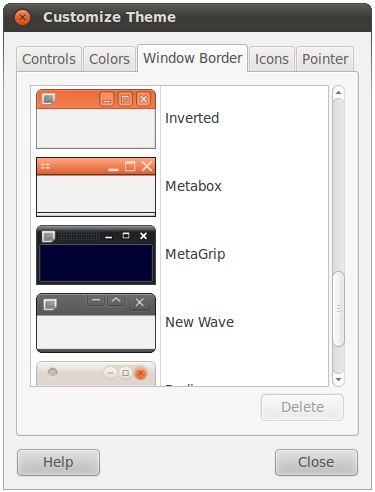 The metagrip theme listed in the Ubuntu 10.10 theme preferences dialog
