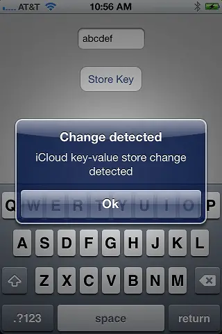 An iCloud iPhone iOS 6 Key Value application running