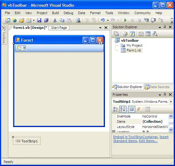 Adding a new Toolbar in Visual Studio