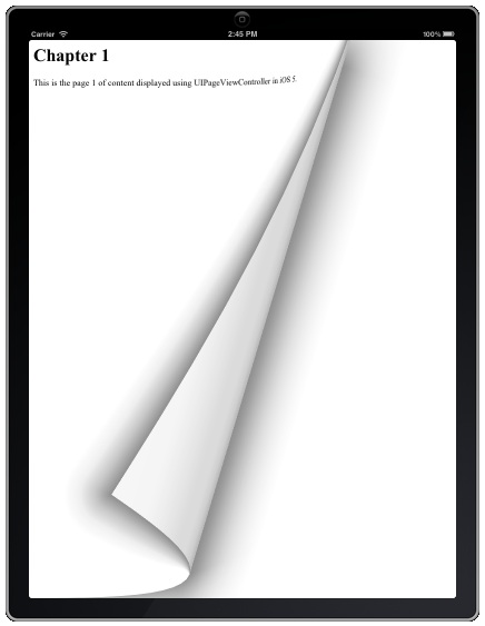 An iPad iOS 5 UIPageViewController application running