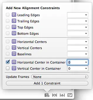 Xcode 6 align set center horizontal.png