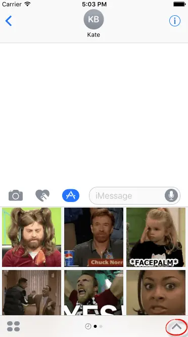 An iOS message app extension running in the messages app drawer
