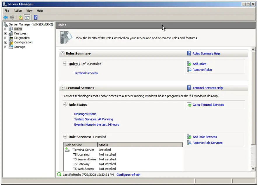 Adding the TS Web Access Service Role to Windows Server 2008
