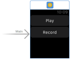 The WatchKit audio recording example app scene