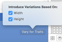 The device configuration panel with Vary for Traits enabled