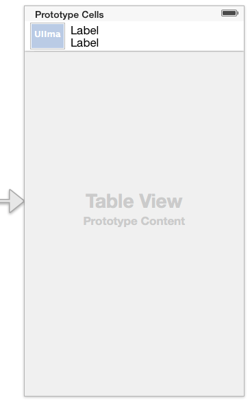 The user interface layout for an iOS 7 Storyboard based TableView example