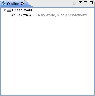 A user interface layout hierarchy in the Eclipse Outline panel
