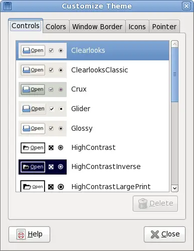 The GNOME Theme Customization Screen