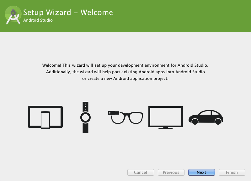 the Android Studio setup wizard