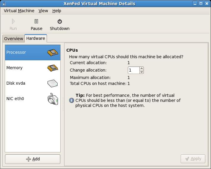 Xen Virtual Machine Details - Hardware