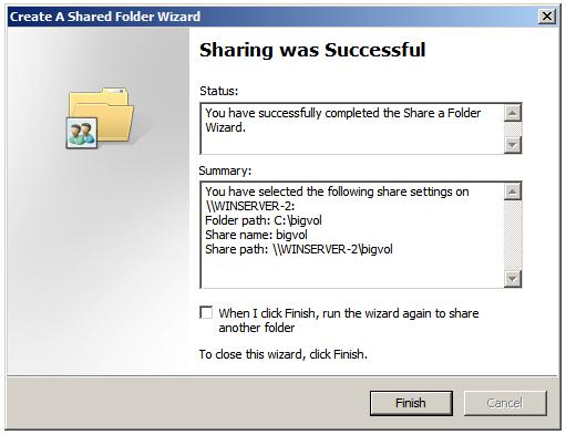 Successful sharing of folder