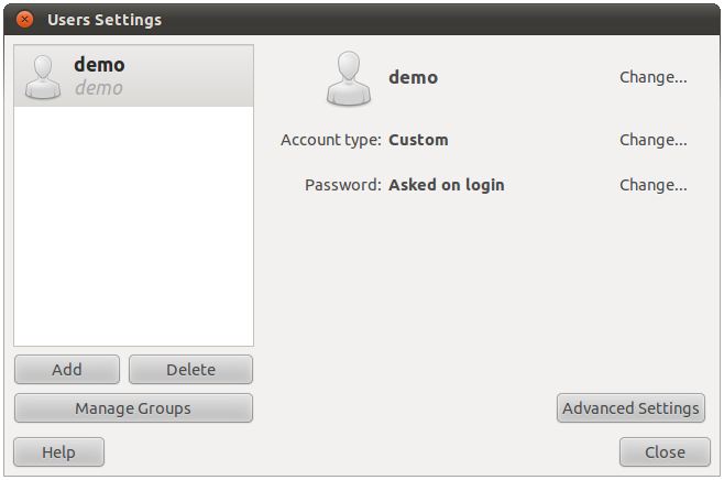 Ubuntu 10.10 user Settings