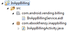 The IInAppBillingService.aidl file added to the project