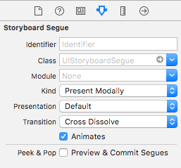 Configuring the segue transition