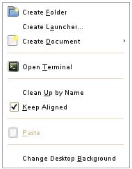 The openSUSE Desktop Popup Menu