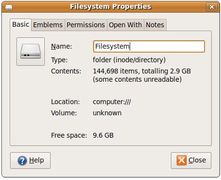 Ubuntu Disk Properties