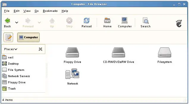 The open SUSE File Manager showing the Computer icons