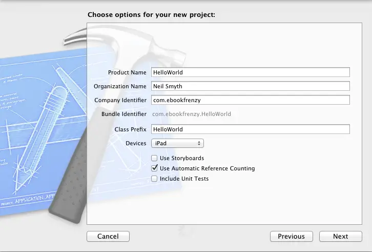 Xcode iOS 6 new project options panel