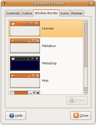 The Ubuntu Theme Customization Dialog
