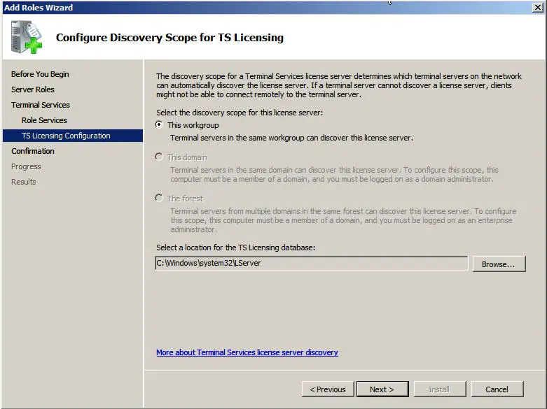 Configuring TS Licensing discovery settings