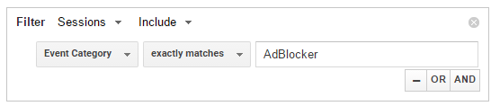 Configuring event matching to detect ad blocker events in Google Analytics
