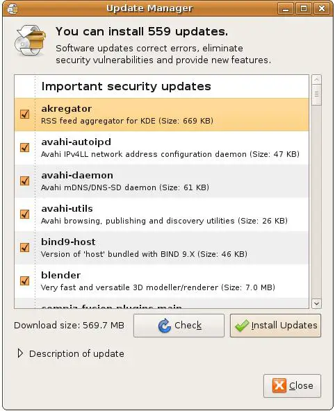 The Ubuntu update manager