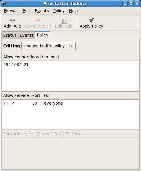 Fedora linux firestarter inbound rules.jpg