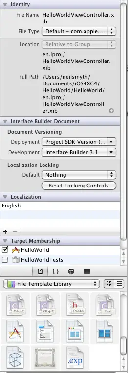The Xcode 4 right hand panel