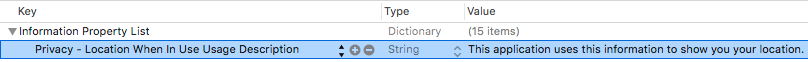 Xcode 8 ios 10 location usage key.png