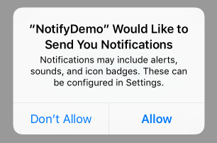 Requesting permission to send notifications from within an iOS app
