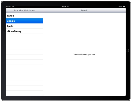 The current state of the iPad iOS 5 SplitView application