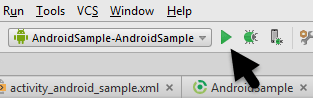 The Android Studio toolbar Run button