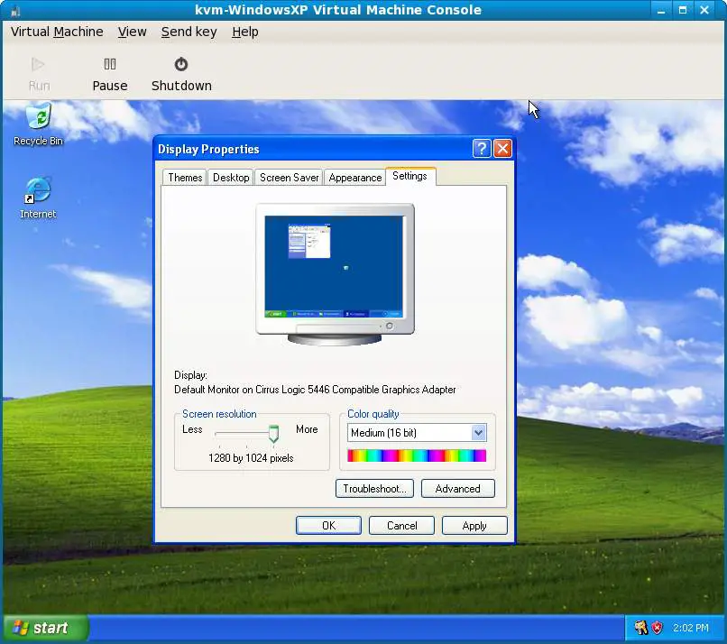 Windows XP Pro Running on Fedora KVM